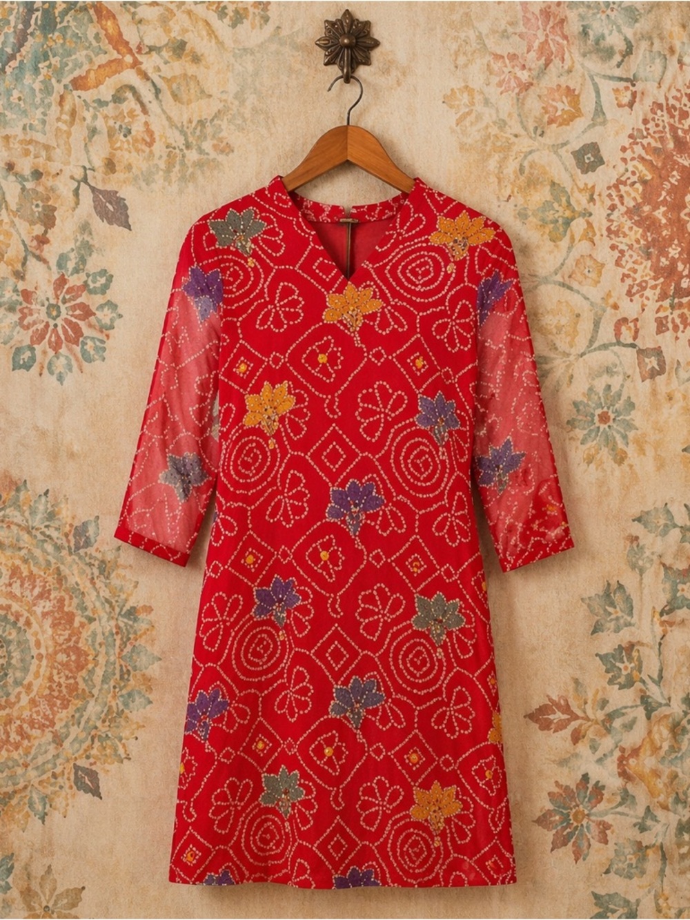 Boho chic bohemian kimono sequin floral cocktail dress XS